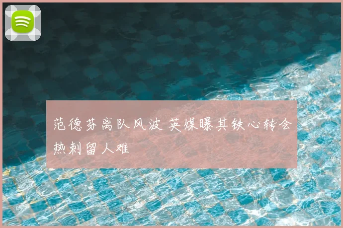范德芬离队风波 英媒曝其铁心转会热刺留人难
